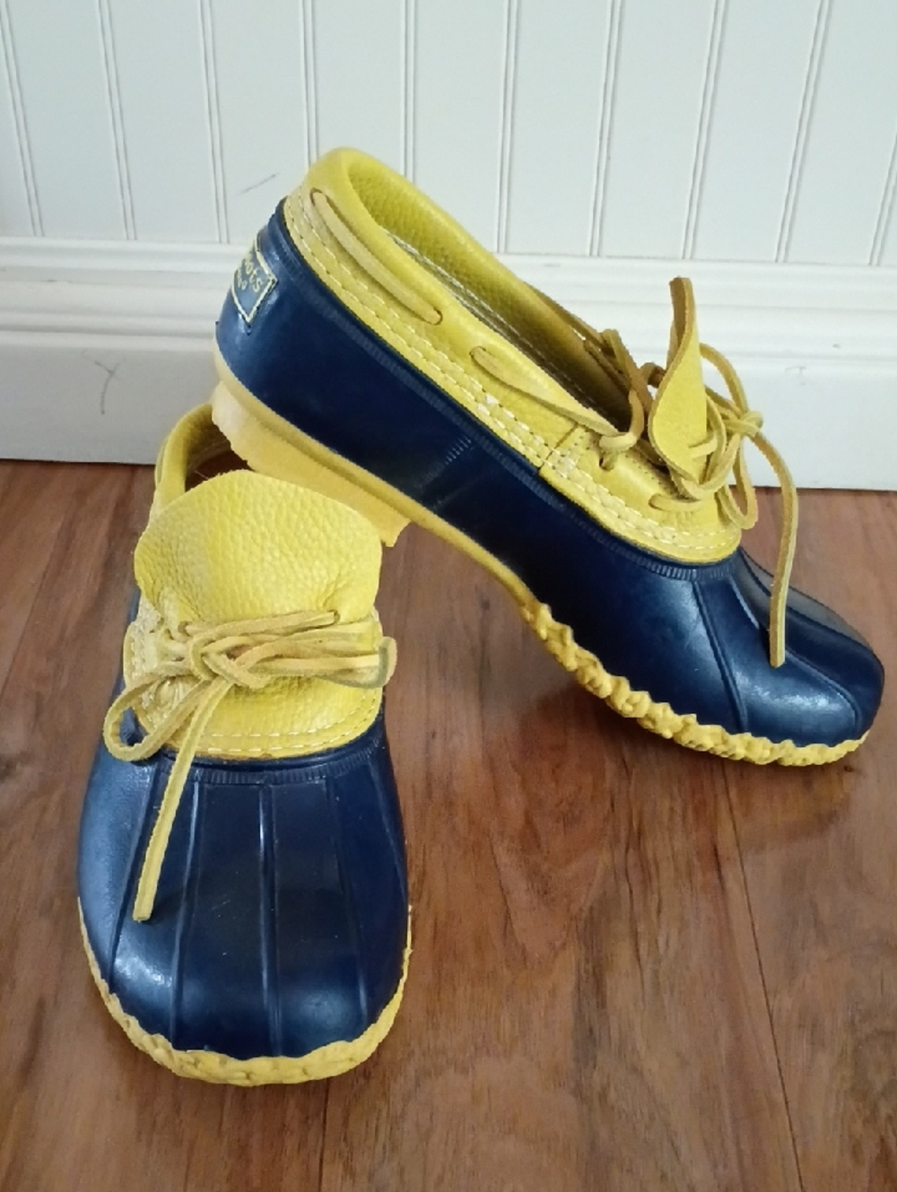 L.L. Bean Women's Yellow and Navy Duck Boots